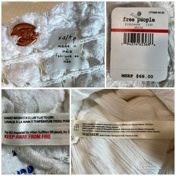 Free People Adella Lace Cami White XS NWT Boho Bralette Top $68 Retail Intimate - Picture 4 of 8